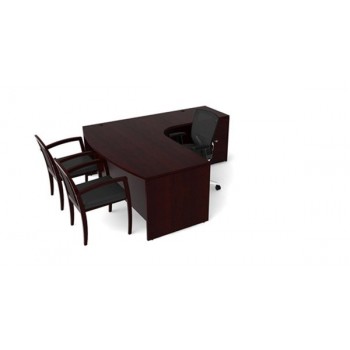 Jade L-Shape Bowfront Veneer Desk 